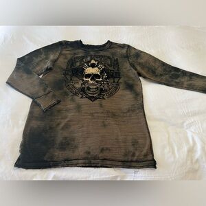 Affliction | Mens XL | Live Fast Reversible Shirt Distressed Thermal Long Sleeve